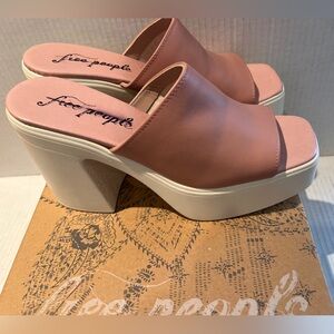 Free People Zoe Platform Heel Sandal Made in Italy EU 38 US 7.5-8 Pink NEW